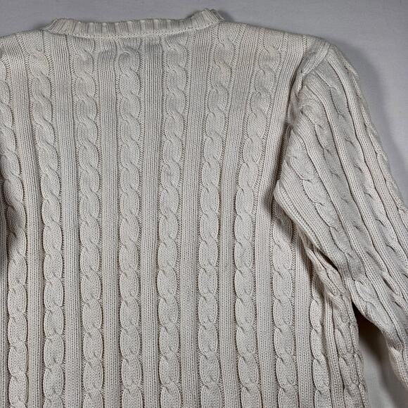 Vintage 1990s LAUREN Ralph Lauren White Cable Knit Sweater Green Label AS IS - Picture 12 of 16